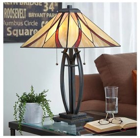 Elstead QZ-ASHEVILLE-TL - Stolná lampa Tiffany ASHEVILLE 2xE27/60W/230V