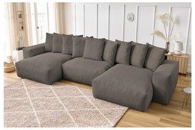 Sivo-hnedá menčestrová rohová pohovka Voltaire – Bobochic Paris