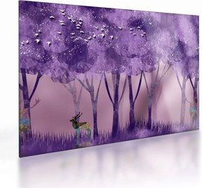 Sklenený obraz - Jelene v magickom lese (70x50 cm)