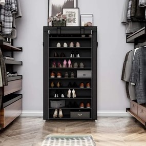 Úložná látková skriňa s policami MATIS 88x160 cm čierna