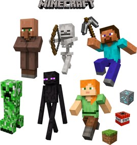 60x120cm Minecraft postavičky - textilná nálepka na stenu