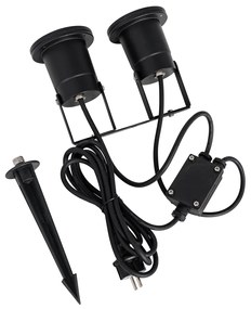Záhradné bodové svetlo čierne vrátane kábla a zástrčky 2-svetlo IP65 - Basic