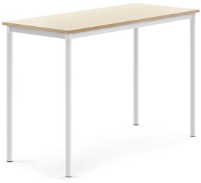 Stôl SONITUS, 1400x600x900 mm, HPL - breza, biela