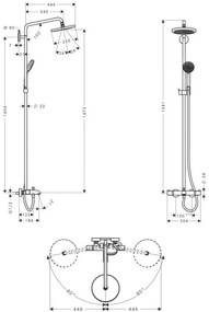 Hansgrohe Croma 220, sprchový set Showerpipe s termostatom, 220 mm, 1 prúd, chrómová, HAN-27223000