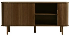 Hnedá nízka komoda v dekore duba s posuvnými dverami 76x160 cm Cavo – Unique Furniture