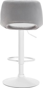 Barová stolička Camden - zamat, biely rám Svetlo sivá