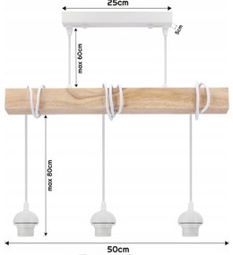 BERGE LED stropné svietidlo, 3xE27, loft, nastaviteľné, s tienidlami - biele
