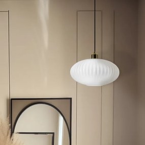 Luster na lanku HARMA 1xE27/15W/230V pr. 30 cm biela/zlatá