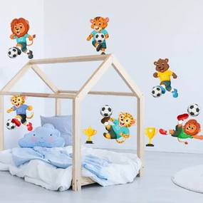 PIPPER. Textilná nálepka na stenu "Zvieratká futbalisti"
