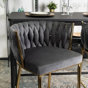 Barová židle Flores 60 cm šedá/zlatá