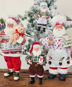 Biela vianočná figúrka Santa Claus kuchár s chalúpkou - 15*10*28 cm