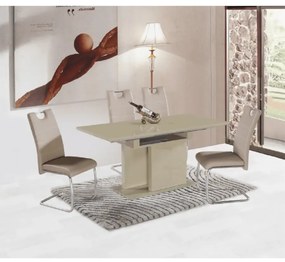 Jedálenský rozkladací stôl, capuccino extra vysoký lesk, 120-160x80 cm, VIRAT