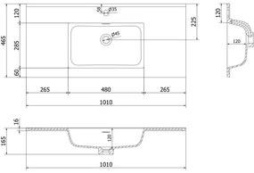 Mexen Orio, kúpeľňová skrinka 100 cm s umývadlom Otis, 1 zásuvka, šedá matná/biela matná, 91A10-10047-1-BF62-W18M01