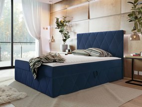 Moderný boxspring posteľ Silena 160x200cm, tmavo modrá Magic Velvet