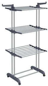 Sušiak na bielizeň ELTON so 4 úrovňami na kolieskach, 76x172x50cm, šedá SongmicsHome