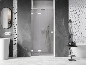 Mexen Lunar L, výklopné sprchové dvere ľavé 85 cm, 8mm číre sklo, biely profil, 834L-085-000-20-00-L