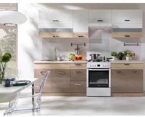 Kuchynská linka Premio B plus sonoma/biela/cappuccino lesk BB
