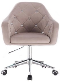 LuxuryForm DESIGN Kreslo ROMA VELUR na striebornej podstave s kolieskami - svetlo šedé