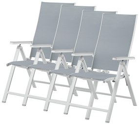 Livarno home Hliníkové kreslo Houston s vysokým operadlom, biele/bledosivé, 4 kusy  (800008977)