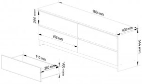 Komoda K160 4SZ CLP biela / sivá