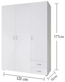 Sconto Šatníková skriňa SEBA 3 biela