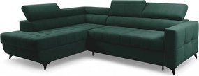 Rohová sedačka Nardo L s rozkladom ľavostranná - zelený zamat Bluvel 78