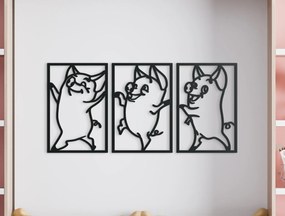drevko 3-dielny detský obraz na stenu Tri prasiatka Rozmer obrazu: 21 x 44,5 cm, Farba dekorácie: Čierna