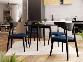 Okrúhly stôl Vidariko FI 100 so 6 stoličkami ST80 01, Dostupné poťahy: Magic Velvet 2216, farebné prevedenie stola v dreve: Čierna, farebné prevedenie stoličky v dreve: čierna