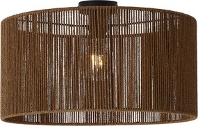 Stropná lampa čierna s hnedým tienidlom z papierového lana 50/50/25 - Combi