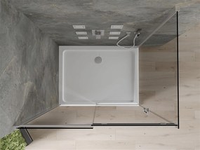 Mexen Omega, sprchový kút s posuvnými dverami 130 (dvere) x 90 (stena) cm, 8mm šedé sklo, chrómový profil + slim sprchová vanička biela + chrómový sifón, 825-130-090-01-40-4010