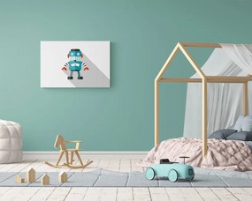 Obraz modrý robot na bielom pozadí - 60x40