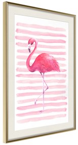 Artgeist Plagát - Flamingo and Stripes [Poster] Veľkosť: 40x60, Verzia: Čierny rám s passe-partout