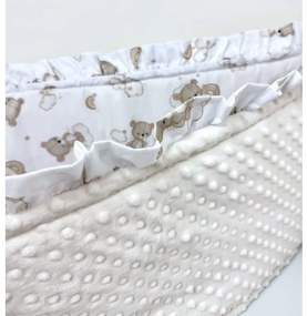 INTERMEDIC SK Mantinel do postieľky s volánikom Teddy / minky krémová – 180x30 cm