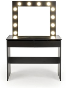 Toaletní stolek HOLLYWOOD s LED osvětlením 94 cm černý