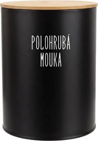 Orion Dóza na potraviny, plechová, čierna, s bambusovým viečkom - 2,3l