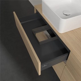 VILLEROY &amp; BOCH Collaro závesná skrinka pod dve umývadlá na dosku, 4 zásuvky, s LED osvetlením, 1400 x 500 x 548 mm, Nordic Oak, C048B0VJ