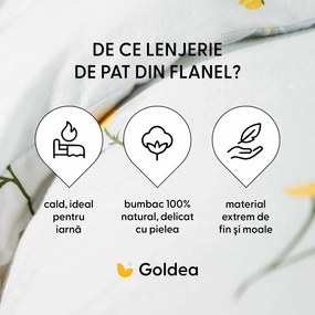 Goldea flanelové posteľné obliečky - harmanček 140 x 200 a 70 x 90 cm