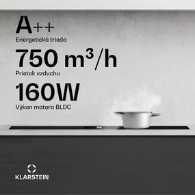 Klarstein AirJet Hybrid Down Air System, Indukčná varná doska s integrovaným digestorom, 600 m³/h, EEK A++