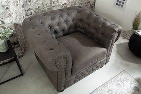 Luxusné kreslo Chesterfield Vintage sivé