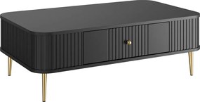 Čierny konferenčný stolík Vesper 103x60 cm so zásuvkou - zlaté nohy