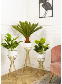 Kovový kvetináč LOFT 68x20 cm zlatá/biela