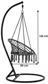 Sivé závesné kreslo KOLUMBIA so stojanom