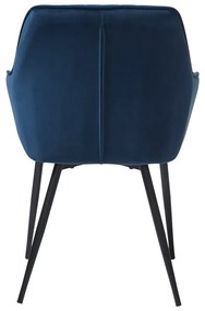 Tmavomodré čalúnené jedálenské kreslá v súprave s podrúčkami 2 ks Nolan Stripe – Unique Furniture