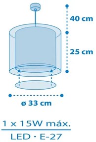 Dalber 40672 - Detský luster WORLD 1xE27/15W/230V modrá