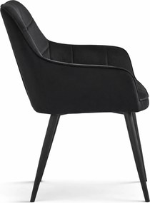 Jedálenské kreslo VARSI VELVET s čiernymi nohami, čierne