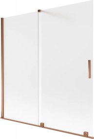 Mexen Velar, 2-krídlová posuvná vaňová zástena 160 x 150 cm, 8mm sklo námraza, ružové zlato, 896-160-000-31-60