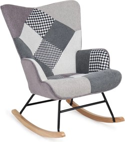 Hojdacie kreslo FABIAN II — látka, čiernobiely patchwork