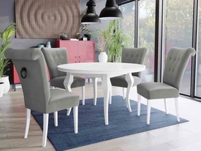 Stôl Julia FI 120 so 4 stoličkami ST65, Farby: biela, Farby: čierny, Farby:: biely lesk, Potah: Magic Velvet 2217