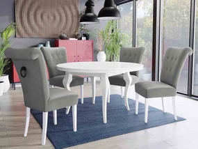 Stôl Julia FI 120 so 4 stoličkami ST65, Farby: biela, Farby: čierny, Farby:: biely lesk, Potah: Magic Velvet 2217