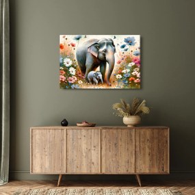 Obraz - Slonia mama, akvarel (90x60 cm)